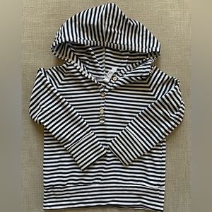 Childhoods Clothing Black Stripe Henley Hoodie 5T
